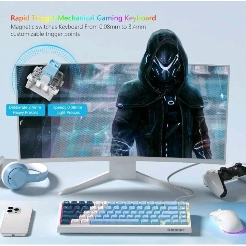 Mechanical Gaming 60 % Keyboard Womier M68 HE Ultra Rapid‎ Trigger Hall Effect